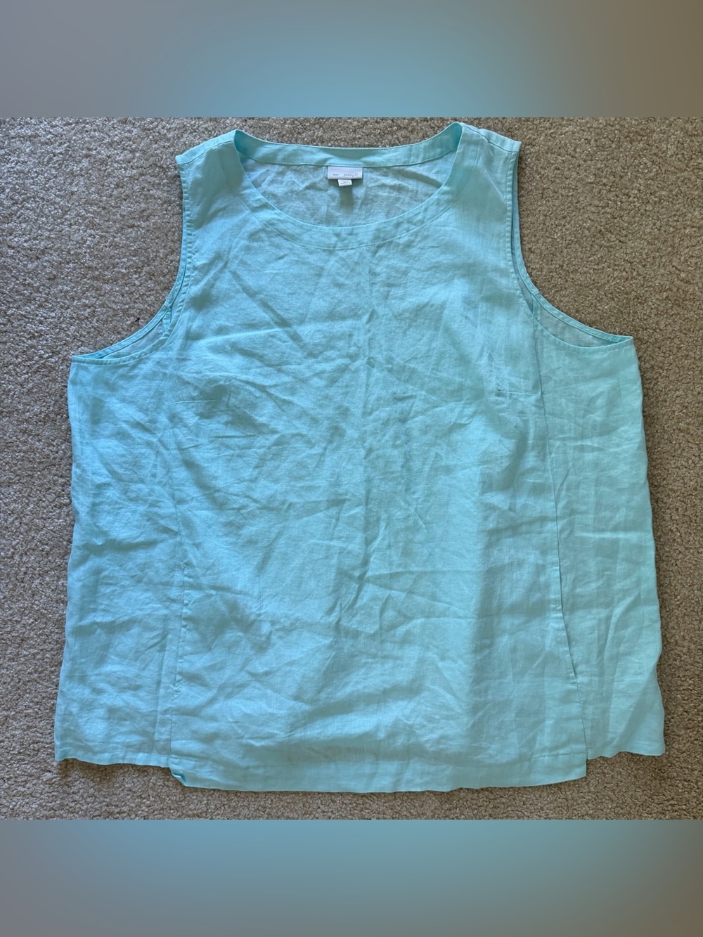 J. Jill 100% Linen Light Aqua Sleeveless Linen Top/Tunic Size 4XL with Pockets